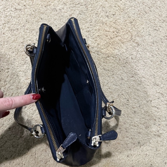 COACH Christie Carryall Satchel Crossgrain Leather Deep Navy Blue F36637 - Picture 7 of 14